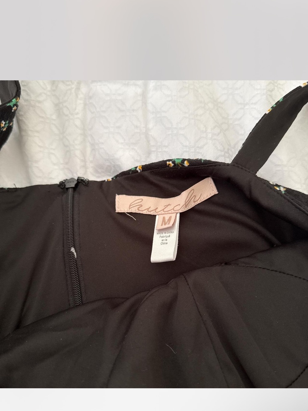 Anthropologie Black Mini Dress with White Daisy Print - Picture 4 of 4